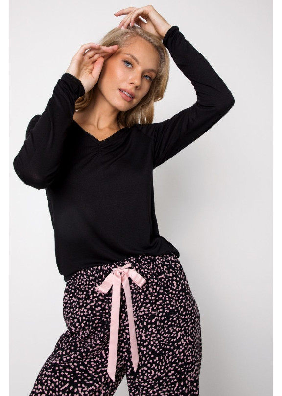 Женская вискозная пижама с брюками BLAIR 22/23 черный+розовый,  Aruelle (Литва)