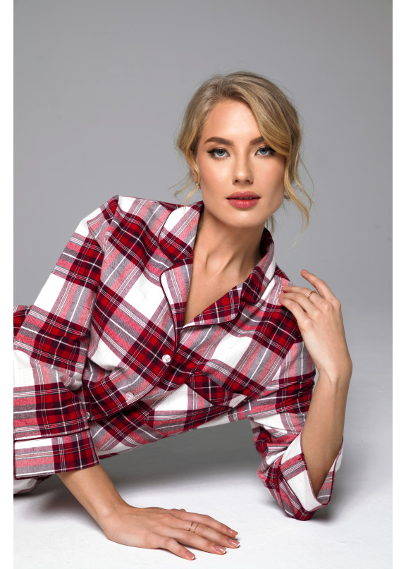 Женская фланелевая пижама с шортами NELLY 22/23 красный+белый, Aruelle (Литва)