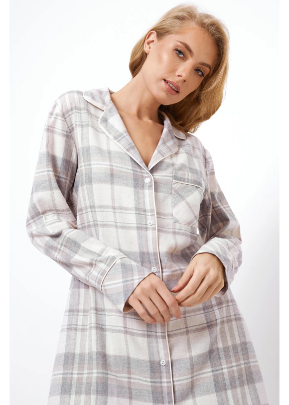 Женская фланелевая сорочка-рубашка AVERY серый+бежевый, Aruelle (Литва)
