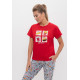 Женская трикотажная пижама с брюками 1123 серый+красный, Cleo (Россия)