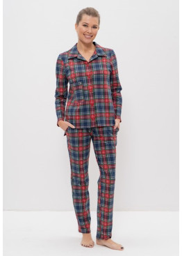 Пижама с брюками 1124 синий+красный+зеленый, Cleo (Россия)