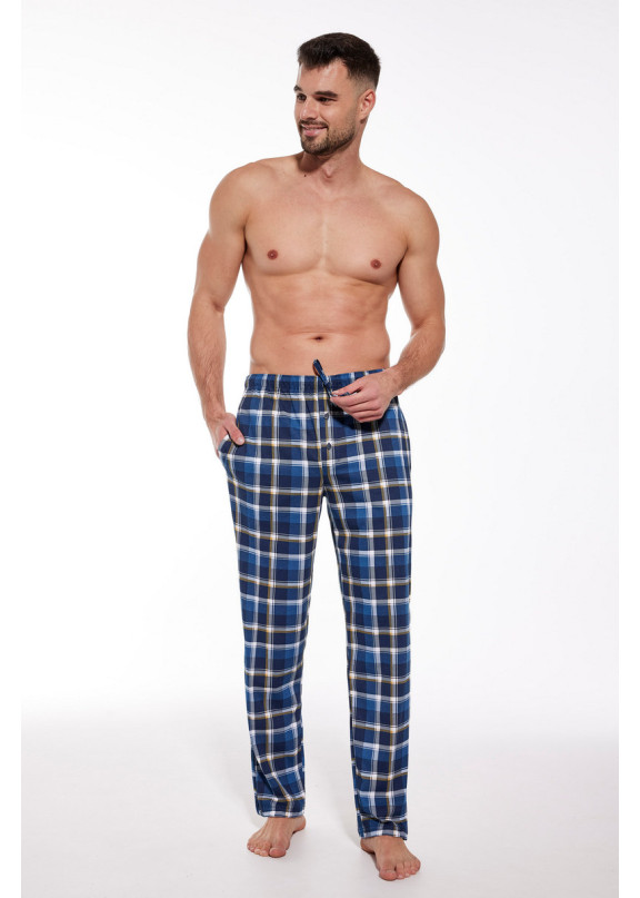 Мужские хлопковые брюки 691-7 синий+бежевый, Cornette (Польша)