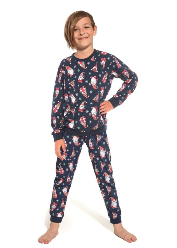 Детская хлопковая пижама с брюками 264/263(140) GNOMES 3 джинс+красный, Cornette (Польша)