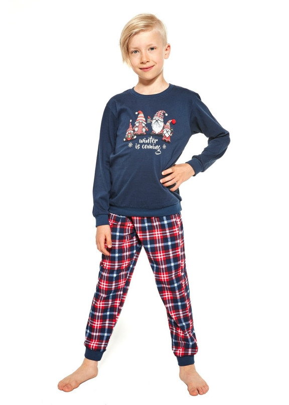 Детская хлопковая пижама с брюками 593/966(122) GNOMES т.синий+красный, Cornette (Польша)