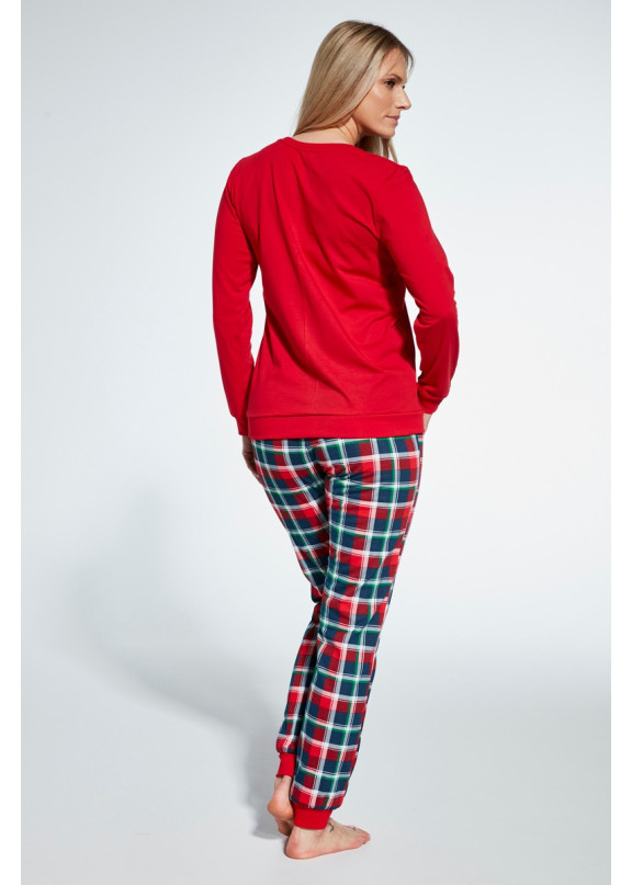 Женская хлопковая пижама с брюками 671/348 SNOWMAN красный+т.синий, Cornette (Польша)