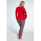 Женская хлопковая пижама с брюками 671/348 SNOWMAN красный+т.синий, Cornette (Польша)