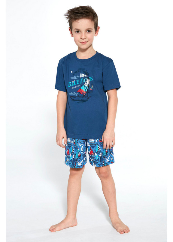 Детская хлопковая пижама с шортами 789/790 Blue Dock джинс, Cornette (Польша)