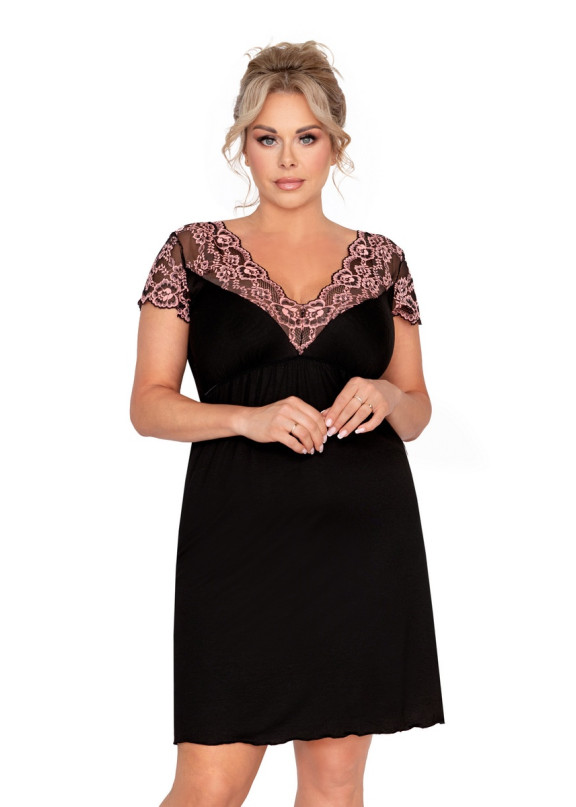 Женская вискозная сорочка Adele Plus черный,Donna  (Польша)