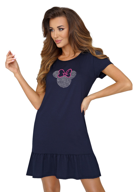 Женская хлопковая сорочка Mouse Nightdress т.синий. Donna (Польша)