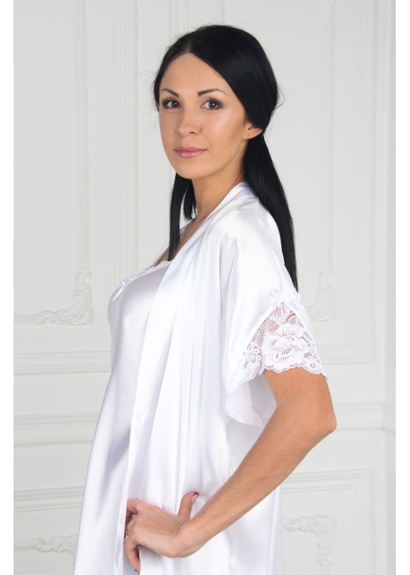 Женский атласный халат 609 белый,Felisse,Россия