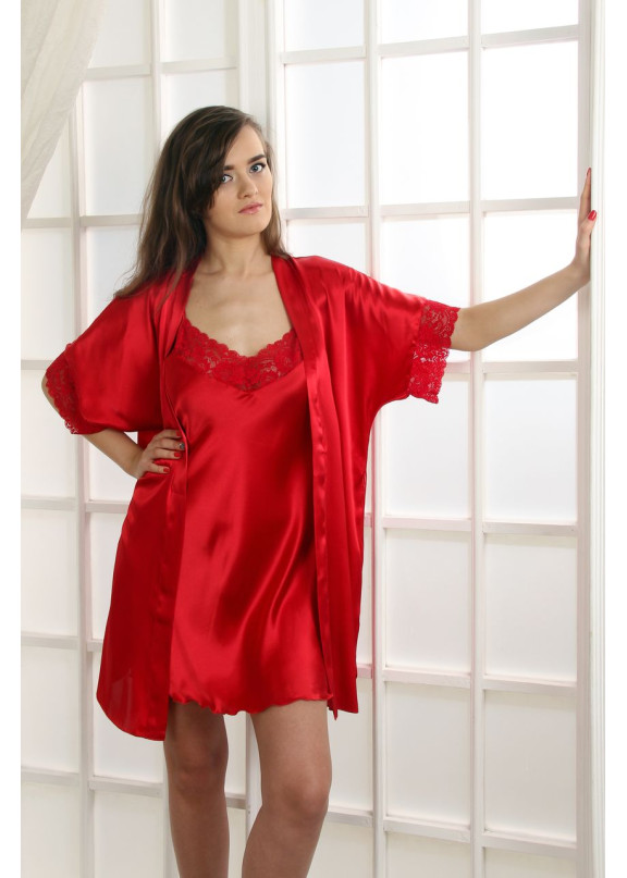 Женский атласный халат 619 красный,Felisse,Россия