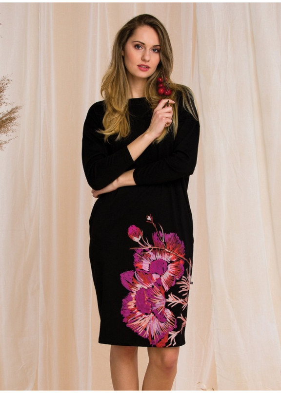 Женское домашнее платье LHD 902-20/21 черный+розовый, Key (Польша)