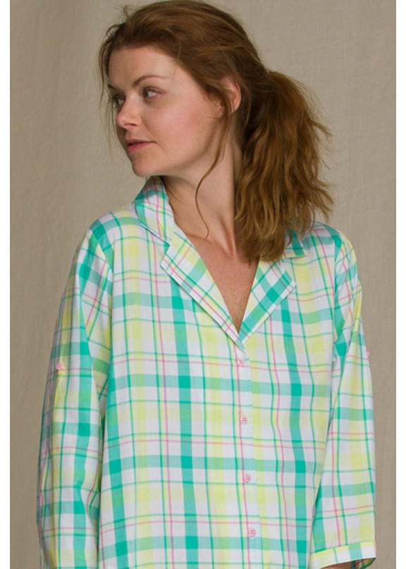 Женская рубашка/сорочка LND-453 A21 зеленый+желтый, KEY (Польша)