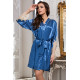 Женский шелковый халат 3193 Chantal синий,Mia-Amore,Италия