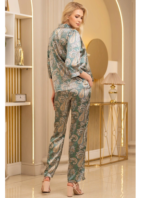 Женский шелковый комплект с брюками 3126 Donatella изумрудный, Mia-Amore (Италия)