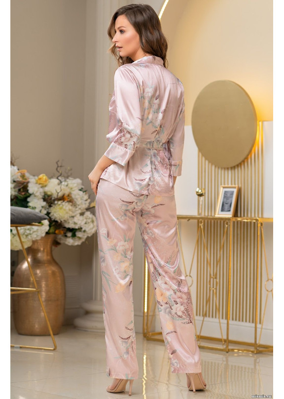 Женский шелковый комплект-тройка с брюками 3725 Milinda жемчужно-розовый, Mia-Amore (Италия)