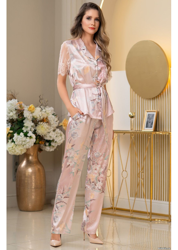 Женский шелковый комплект с брюками 3726 Milinda жемчужно-розовый, Mia-Amore (Италия)