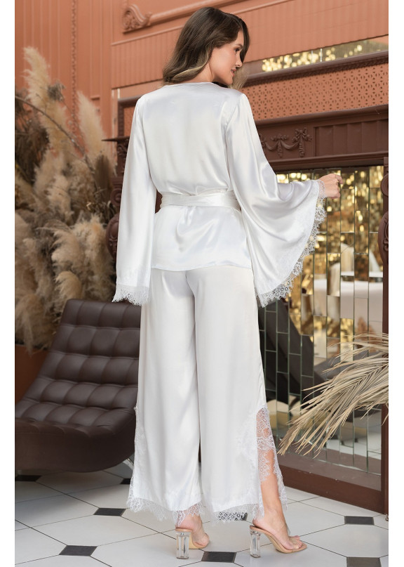 Женский шелковый комплект-двойка с брюками 3886 Windsor белый, Mia-Amore (Италия)
