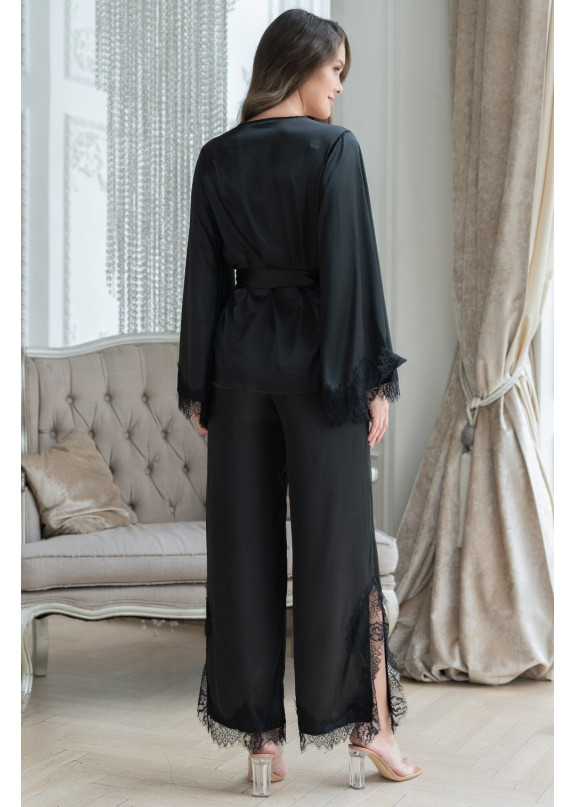 Женский шелковый комплект-двойка с брюками 3886 Windsor черный, Mia-Amore (Италия)
