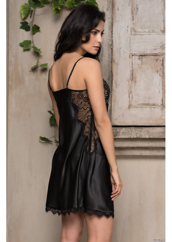 Женская атласная сорочка 2160 "Afrodita" черный, Mia-Amore, Италия