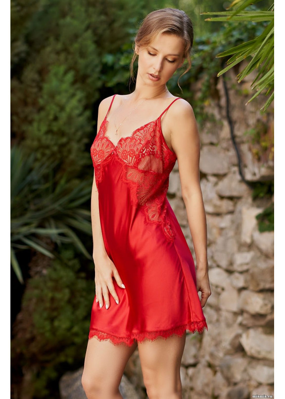 Женская атласная сорочка 2160 "Afrodita" красный, Mia-Amore, Италия