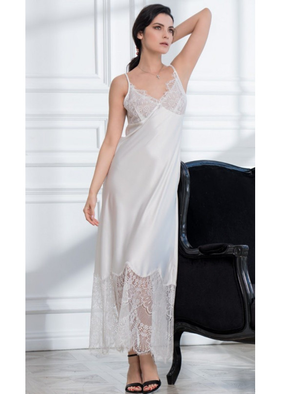 Женская атласная сорочка 2168 "Afrodita" белый,Mia-Amore,Италия