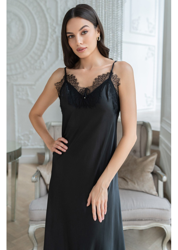 Женская шелковая сорочка 3888 Windsor черный, Mia-Amore (Италия)