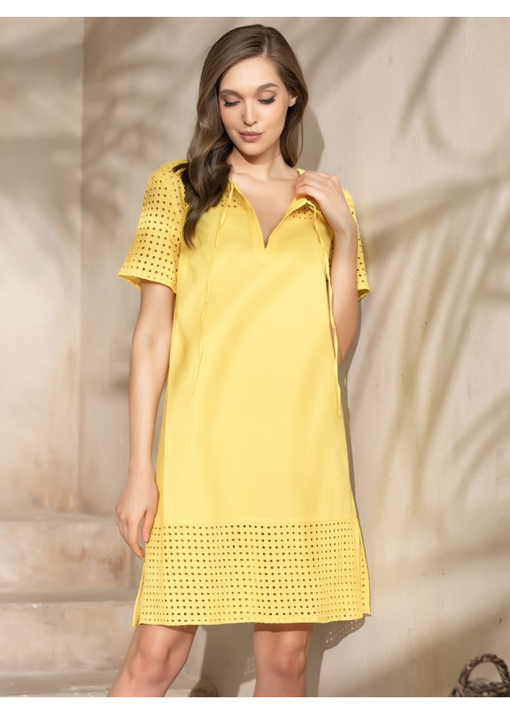 Женское хлопковое платье-туника 1615 Rochelle лимонный, Mia-Amore (Италия)