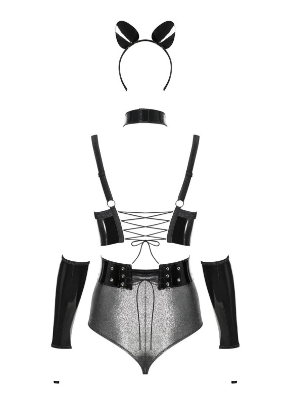 Женский эротический игровой костюм Silveria Set черный+серый, Obsessive (Польша)