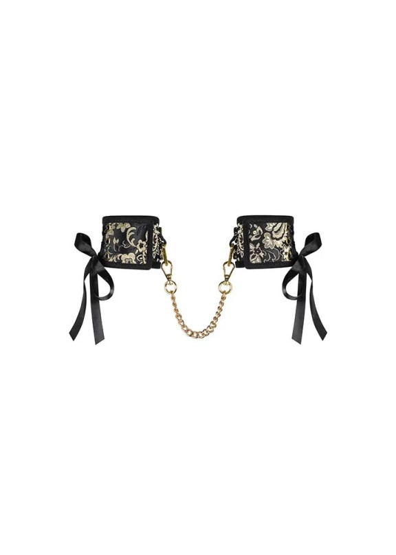 Женские эротические наручники. Shelle Caffs черный+золото, obsessive (Польша)