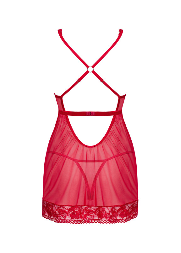 Женская эротическая сорочка Lacelove Babydoll красный, Obsessive (Польша)