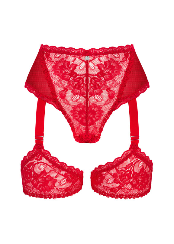 Женские эротические трусы с подвязками Belovya Panties красный, Obsessive (Польша)