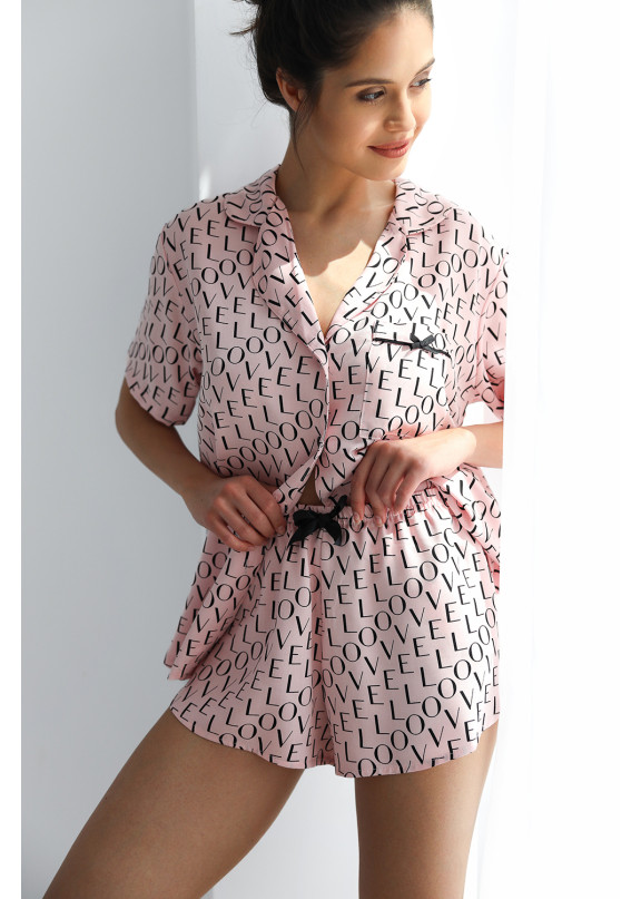 Женская вискозная пижама с шортами Emilia розовый, Sensis (Польша)