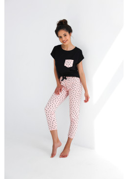 Пижама с брюками Ilaria черный+розовый, Sensis (Польша)