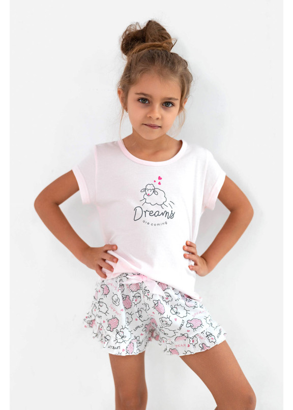Детская хлопковая пижама с шортами Lamb Kids розовый, Sensis (Польша)