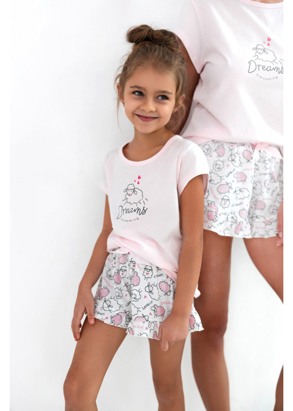 Детская хлопковая пижама с шортами Lamb Kids розовый, Sensis (Польша)