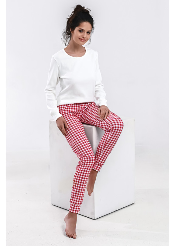 Женская трикотажная пижама с брюками Perfect белый+красный, Sensis (Польша)