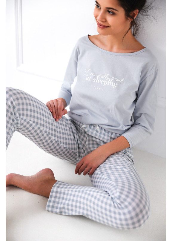 Женская хлопковая пижама сч брюками Sleeping серый, Sensis (Польша) 