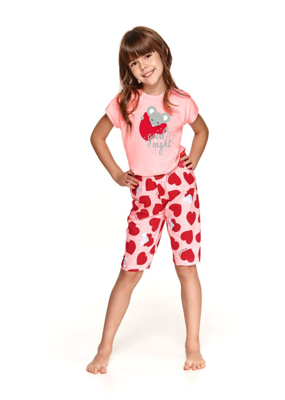 Детская хлопковая пижама с бриджами 2202/2203 SS21 Amelia розовый+красный, Taro (Польша)