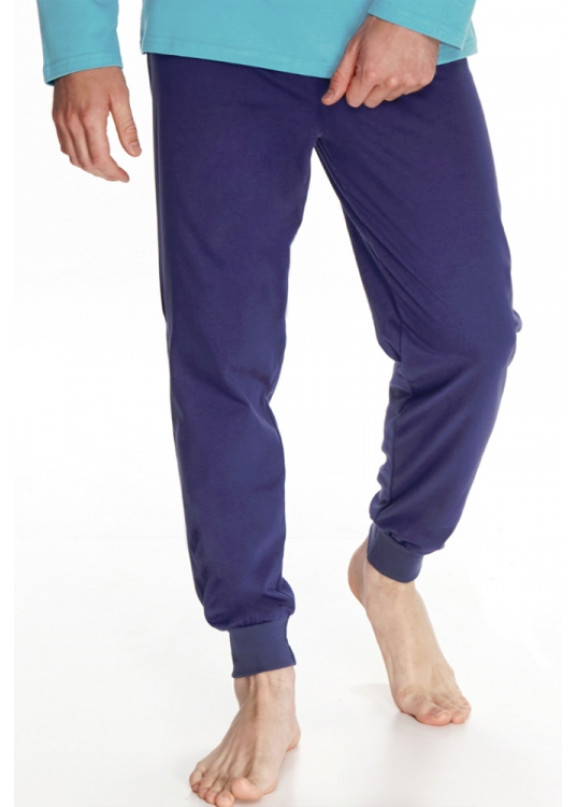 Мужская хлопковая пижама с брюками 2641/2642 AW22/23 JACOB т.синий+голубой, Taro (Польша)
