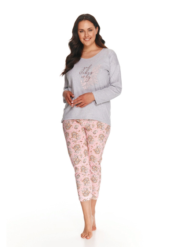 Женская трикотажная пижама с брюками 2802/2803 AW22/23 GIORGIA св.серый+св.розовый, Taro (Польша)