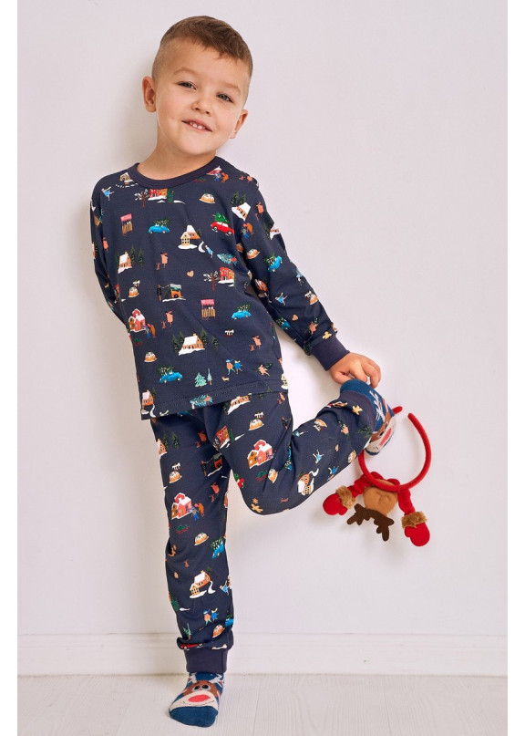 Детская хлопковая пижама 2837/2838/2839 AW22/23 MIKOLAJ мульти с брюками Taro (Польша)
