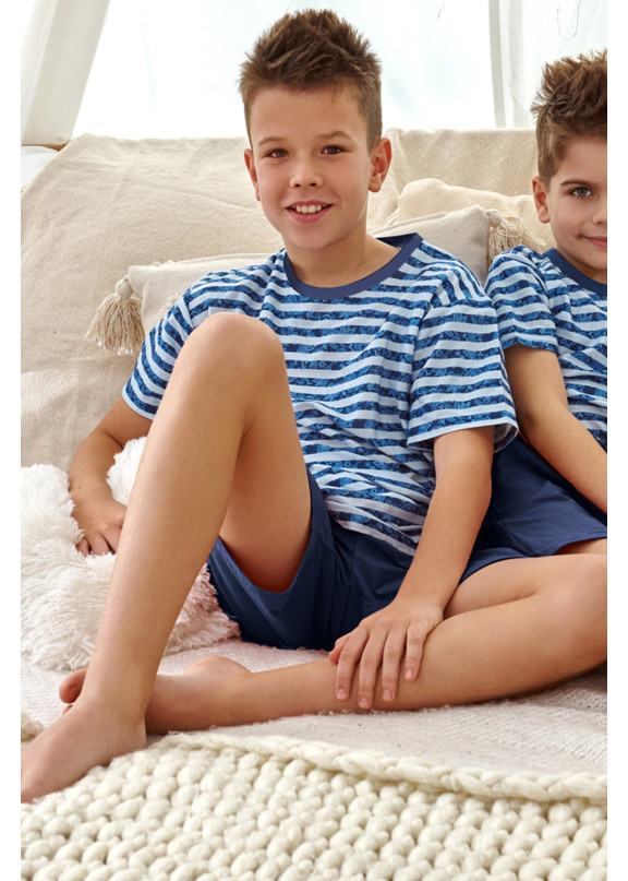Детская хлопковая пижама с шортами 2953-S23 Noah т.синий, Taro (Польша)