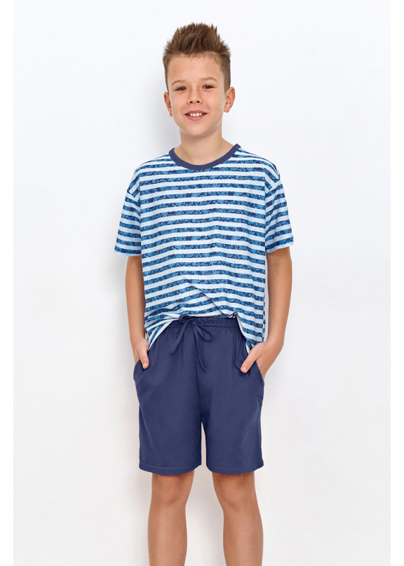 Детская хлопковая пижама с шортами 2953-S23 Noah т.синий, Taro (Польша)