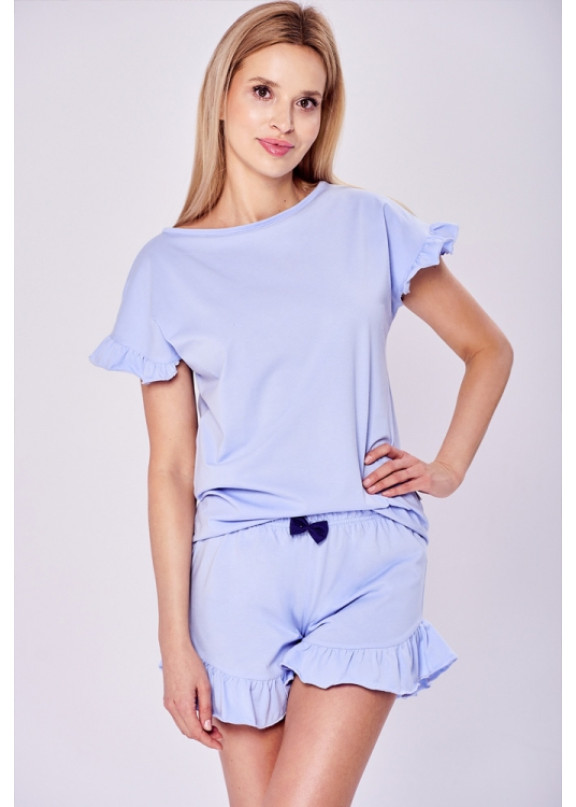 Женская хлопковая пижама с шортами 2968-SS23 Love голубой, Taro (Польша)