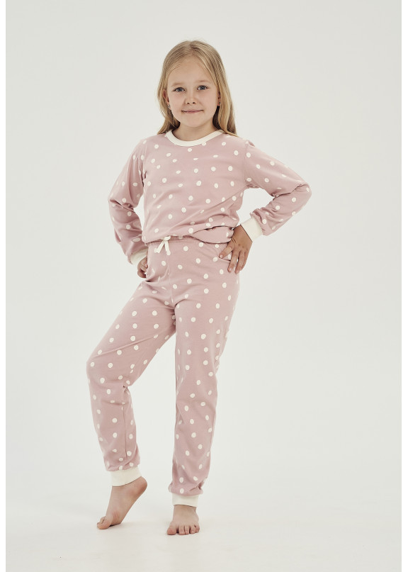 Детская хлопковая пижама с брюками 3040/3041/3050 AW23/24 CHLOE пыльная роза+белый,Taro (Польша)