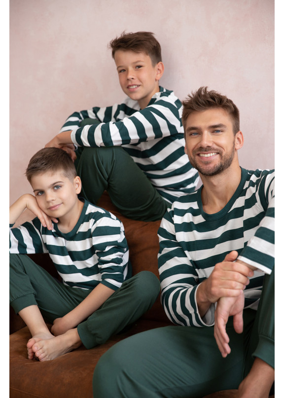 Мужская хлопковая пижама с брюками 3080/3081 AW23/24 BLAKE зеленый+белый, Taro (Польша)