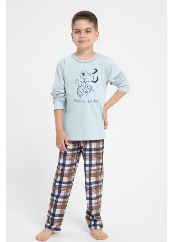 Детская хлопковая пижама с брюками 3084/3085/3089 AW23/24 PARKER голубой, Taro (Польша)