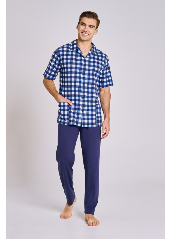 Мужская хлопковая пижама с брюками 3183/3184 SAMMUEL синий, Taro (Польша)